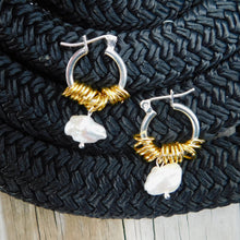 Load image into Gallery viewer, Silver &amp; Gold Charm Hoop Earrings