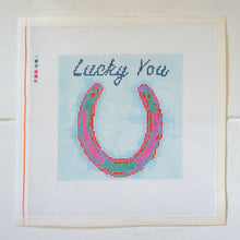 Load image into Gallery viewer, Horse Shoe &quot;Lucky You&quot; - Hand Painted Needlepoint Canvas