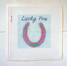 Load image into Gallery viewer, Horse Shoe &quot;Lucky You&quot; - Hand Painted Needlepoint Canvas