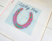Load image into Gallery viewer, Horse Shoe &quot;Lucky You&quot; - Hand Painted Needlepoint Canvas