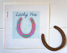 Load image into Gallery viewer, Horse Shoe &quot;Lucky You&quot; - Hand Painted Needlepoint Canvas