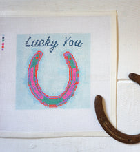 Load image into Gallery viewer, Horse Shoe &quot;Lucky You&quot; - Hand Painted Needlepoint Canvas