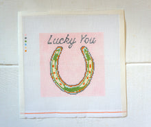 Load image into Gallery viewer, Horse Shoe &quot;Lucky You&quot; - Hand Painted Needlepoint Canvas