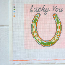 Load image into Gallery viewer, Horse Shoe &quot;Lucky You&quot; - Hand Painted Needlepoint Canvas