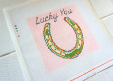 Load image into Gallery viewer, Horse Shoe &quot;Lucky You&quot; - Hand Painted Needlepoint Canvas