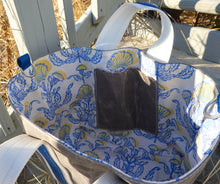 Load image into Gallery viewer, Blue Dandelions Waxed Canvas Tote