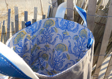 Load image into Gallery viewer, Blue Dandelions Waxed Canvas Tote