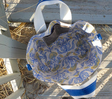 Load image into Gallery viewer, Blue Dandelions Waxed Canvas Tote