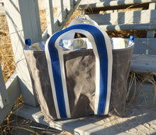 Load image into Gallery viewer, Blue Dandelions Waxed Canvas Tote