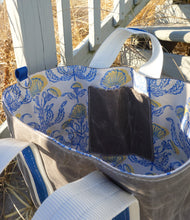 Load image into Gallery viewer, Blue Dandelions Waxed Canvas Tote