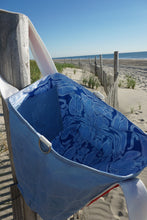 Load image into Gallery viewer, Red White and Blue Fish on the Line Waxed Tote