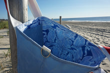 Load image into Gallery viewer, Red White and Blue Fish on the Line Waxed Tote
