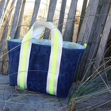 Load image into Gallery viewer, Blue Picnic Paisley Waxed Canvas Tote