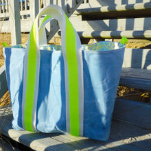Load image into Gallery viewer, Light Blue Picnic Paisley Waxed Canvas Tote