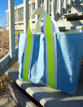 Load image into Gallery viewer, Light Blue Picnic Paisley Waxed Canvas Tote