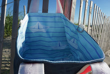 Load image into Gallery viewer, Blue Paper Boats Waxed Canvas Tote