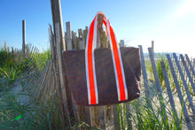 Load image into Gallery viewer, Blue Paper Boats Waxed Canvas Tote