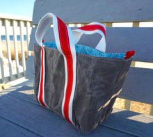Load image into Gallery viewer, Blue Tonal Dandelions Waxed Canvas Tote
