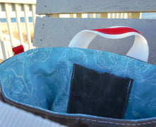 Load image into Gallery viewer, Blue Tonal Dandelions Waxed Canvas Tote