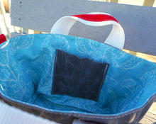 Load image into Gallery viewer, Blue Tonal Dandelions Waxed Canvas Tote