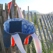 Load image into Gallery viewer, Blue Life Jacket &amp; Fish Waxed Canvas Tote