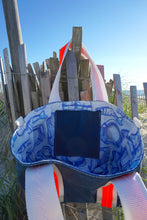 Load image into Gallery viewer, Blue Life Jacket &amp; Fish Waxed Canvas Tote