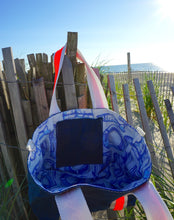 Load image into Gallery viewer, Blue Life Jacket &amp; Fish Waxed Canvas Tote