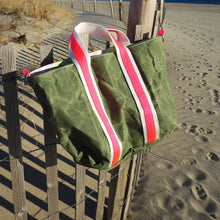 Load image into Gallery viewer, Hot Pink Pigeons Waxed Canvas Tote
