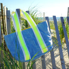 Load image into Gallery viewer, Lime Green Flower Power Waxed Canvas Tote