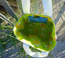 Load image into Gallery viewer, Lime Green Flower Power Waxed Canvas Tote