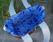 Load image into Gallery viewer, Navy Fish on the Line Waxed Canvas Tote