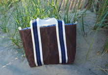 Load image into Gallery viewer, Navy Fish on the Line Waxed Canvas Tote