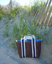 Load image into Gallery viewer, Navy Fish on the Line Waxed Canvas Tote