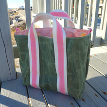 Load image into Gallery viewer, Light Pink Dandelions Waxed Canvas Tote