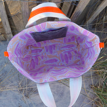 Load image into Gallery viewer, Pink Fish on the Line Waxed Canvas Tote