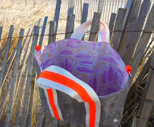 Load image into Gallery viewer, Pink Fish on the Line Waxed Canvas Tote