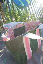 Load image into Gallery viewer, Pink Paisley Picnic Waxed Canvas Tote