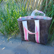 Load image into Gallery viewer, Pink &amp; Blue Shells Waxed Canvas Tote