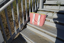 Load image into Gallery viewer, Yellow &amp; Pink Flower Power Waxed Canvas Tote