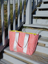 Load image into Gallery viewer, Yellow &amp; Pink Flower Power Waxed Canvas Tote