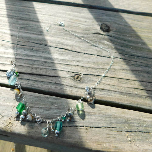 Seaglass Blue Charm Necklace