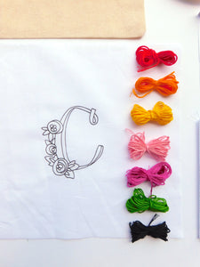 Warm Color Monogram Embroidery Kits