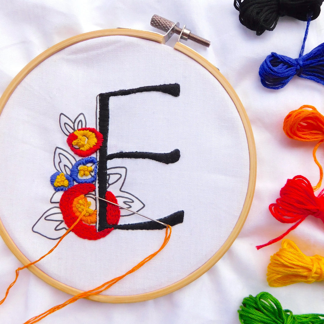 Primary Color Monogram Embroidery Kits
