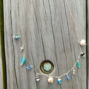 Seaglass Light Blues Charm Necklace