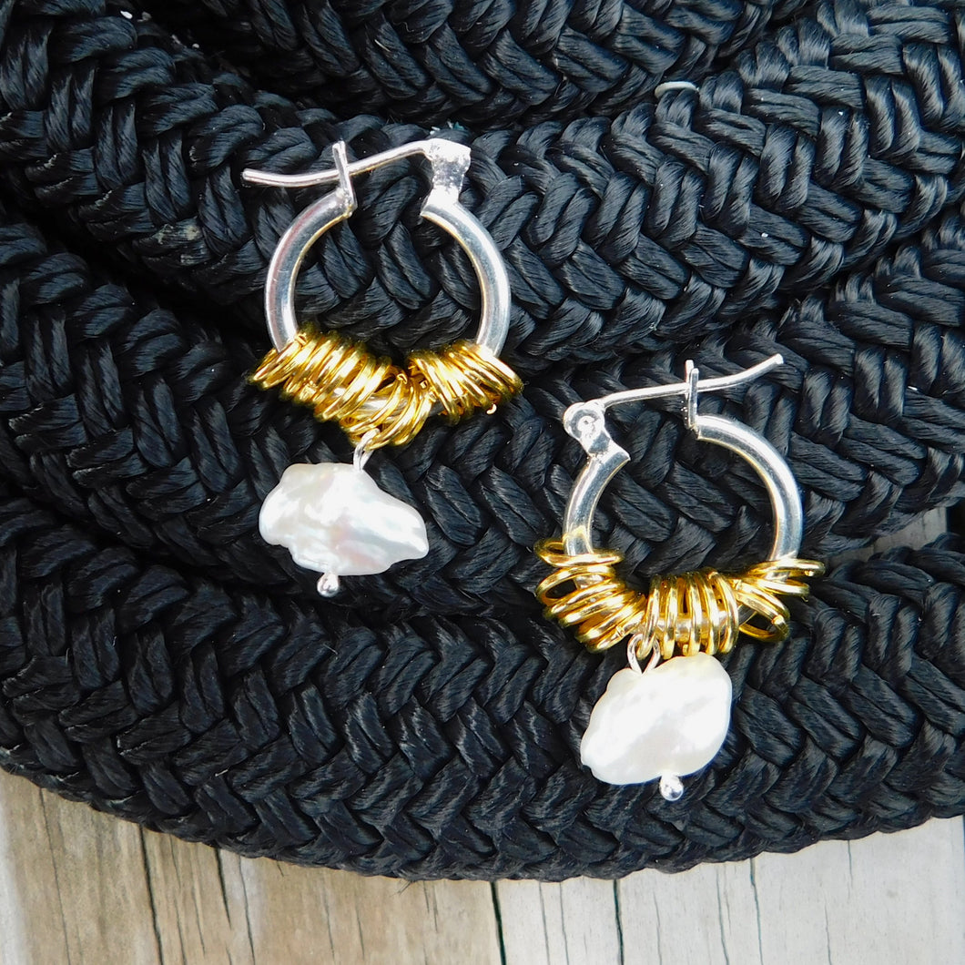 Silver & Gold Charm Hoop Earrings