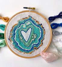 Load image into Gallery viewer, Aquamarine Geode Embroidery Kit