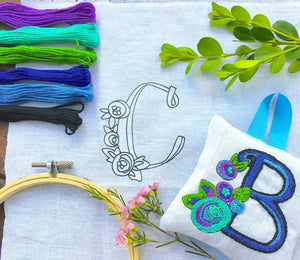 Cool Color Monogram Embroidery Kits